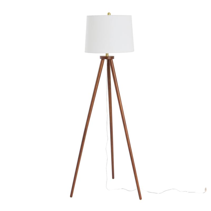 Tripod Wood Floor Lamp with Linen Shade