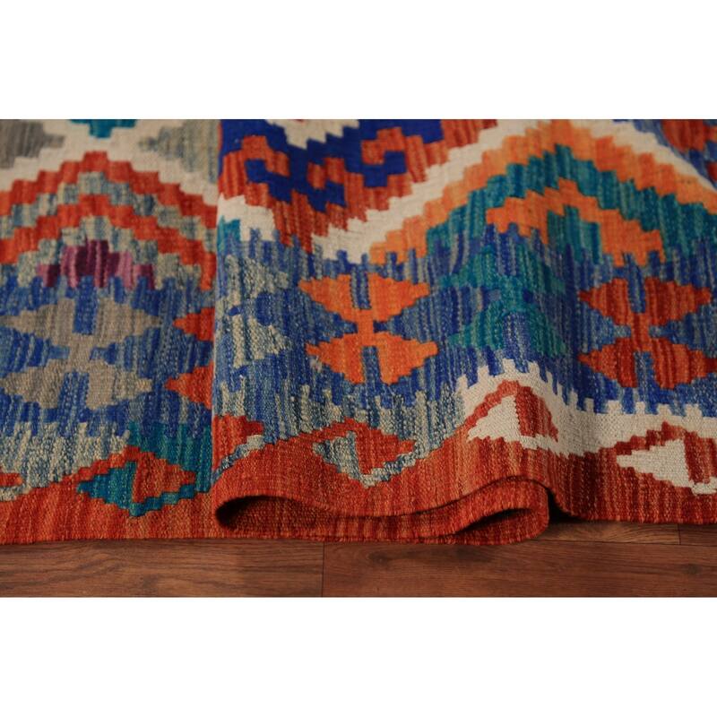 Trellis Kilim Oriental Area Rug Flatweave Wool Carpet - 7'9"x 10'0"
