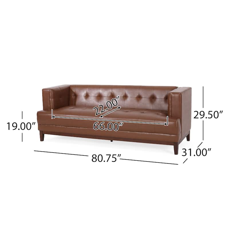 Mid-Century Modern PU Sofa with Tufted Design
