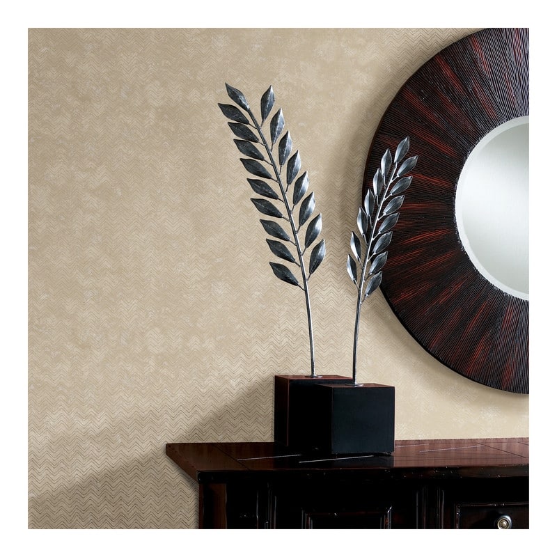 Brewster Luna Copper Distressed Chevron Wallpaper - 27.5 x 396 x 0.025