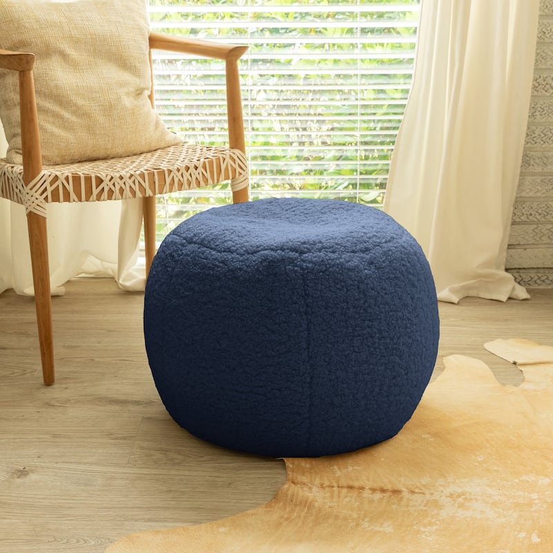 Jaxx Ellis Pouf - Modern Shearling Faux-Lamb Plush Fleece Ottoman