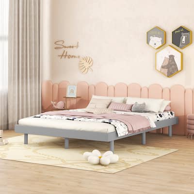 Full Size Wood Floating Platform Bed