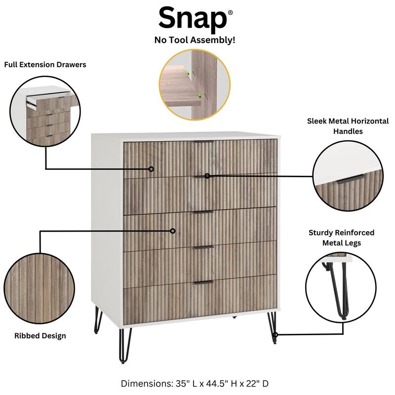 Manhattan Comfort Dumbo Modern 5-Drawer Tall Dresser.