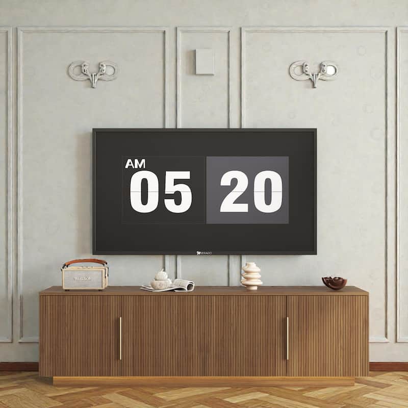 68 Inch LED TV Stand with 16 Color Lights, Modern Entertainment Center for 55 60 65 Inch TVs - Brown