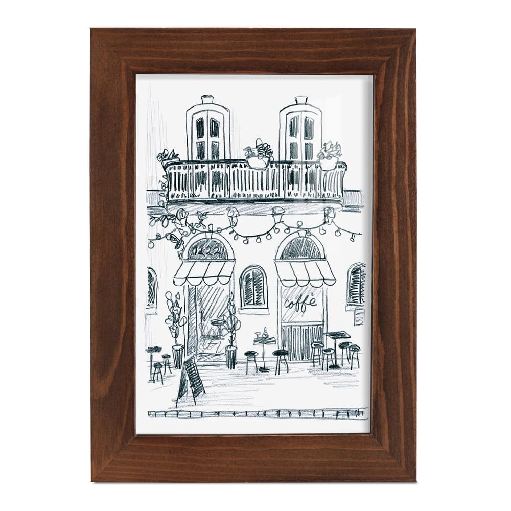 Italian Street Sketch II -Framed Print w/glass-Cherry Red