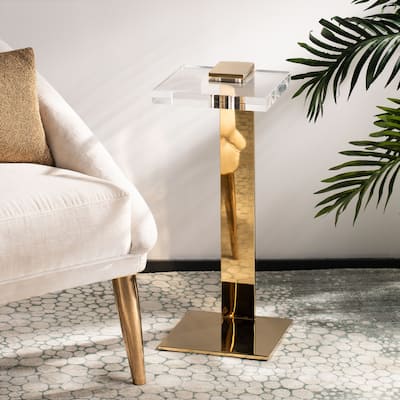 SAFAVIEH Couture Shiloh Acrylic Drink Table - 9.8" W x 9.8" L x 24" H - 10Wx10Dx24H