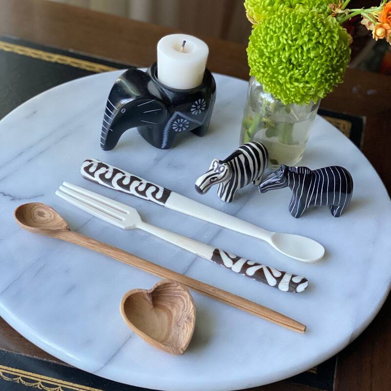 Hand-carved Long Batik Appetizer & Bar Utensils, Set of 2