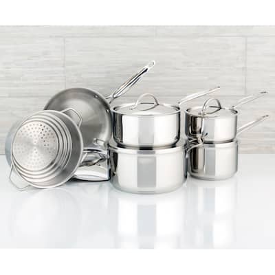 Meyer Confederation Stainless Steel Cookware Set, 11-Piece, Made in Canada
