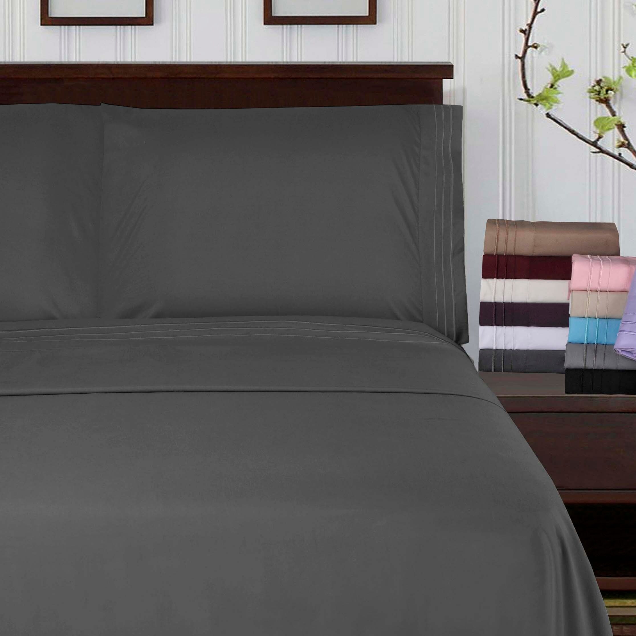 Superior Wrinkle-resistant Embroidered Microfiber Deep Sheet Set
