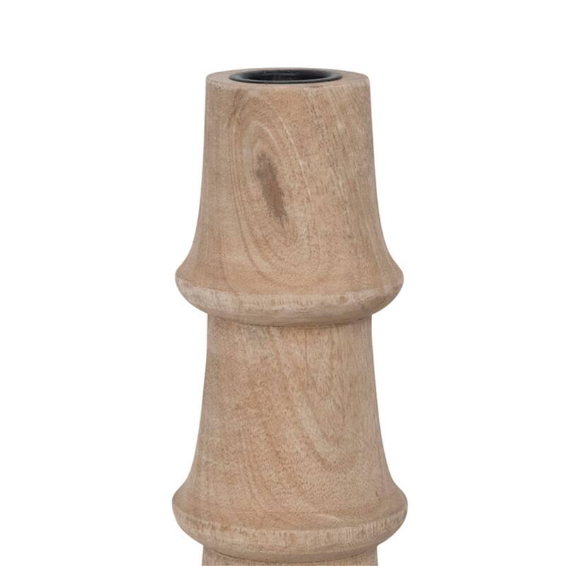 Hand-carved Mango Wood Taper Candle Holder