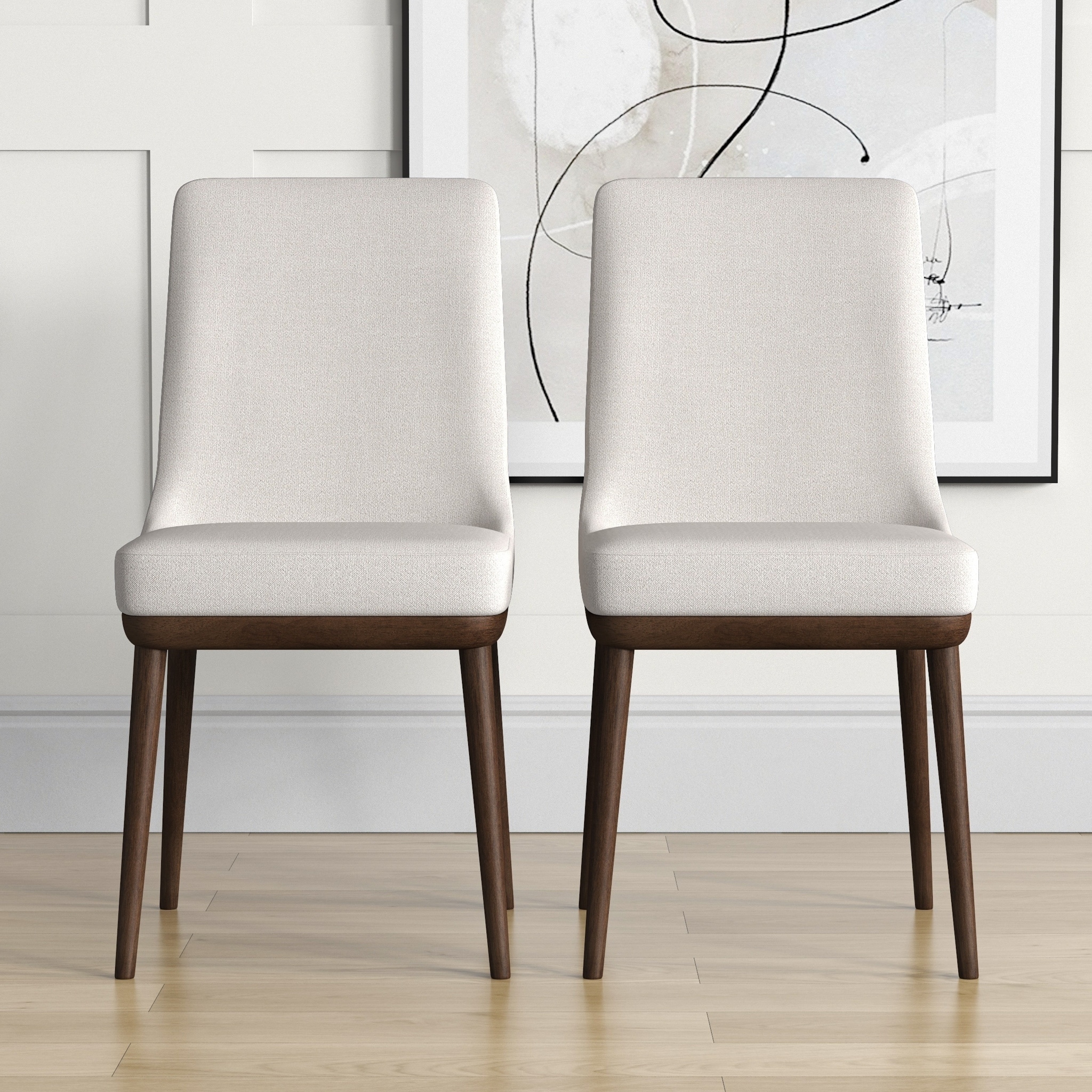 Grayson Mid Century Modern Beige Dining Chair (Set of 2)