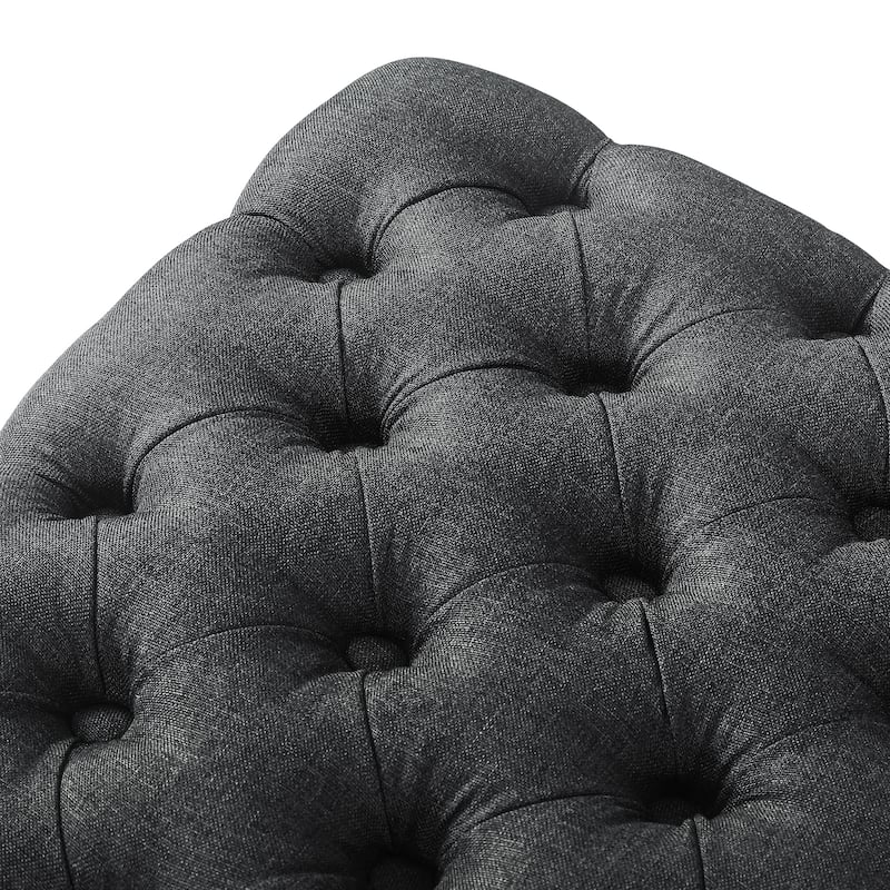 Adeco Linen Rectangle Storage Ottoman for Living Room Bedroom