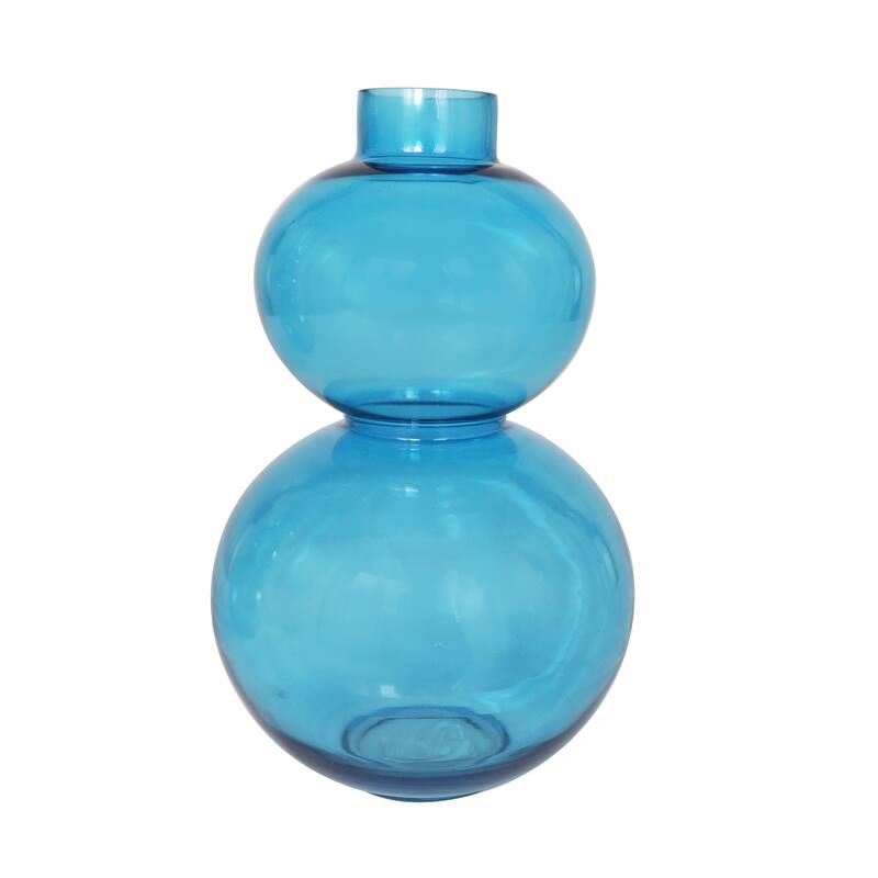 Blue Glass Bubble Decorative Vase with Various Sizes (Set of 2)