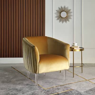Corvus Riley Curved Back Velvet Barrel Accent Chair