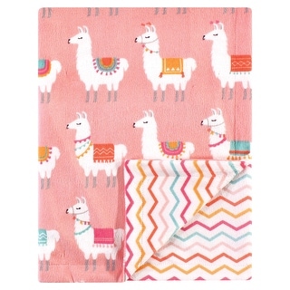 Hudson Baby Infant Girl Plush Mink Blanket, Llama, One Size - Llama - One Size