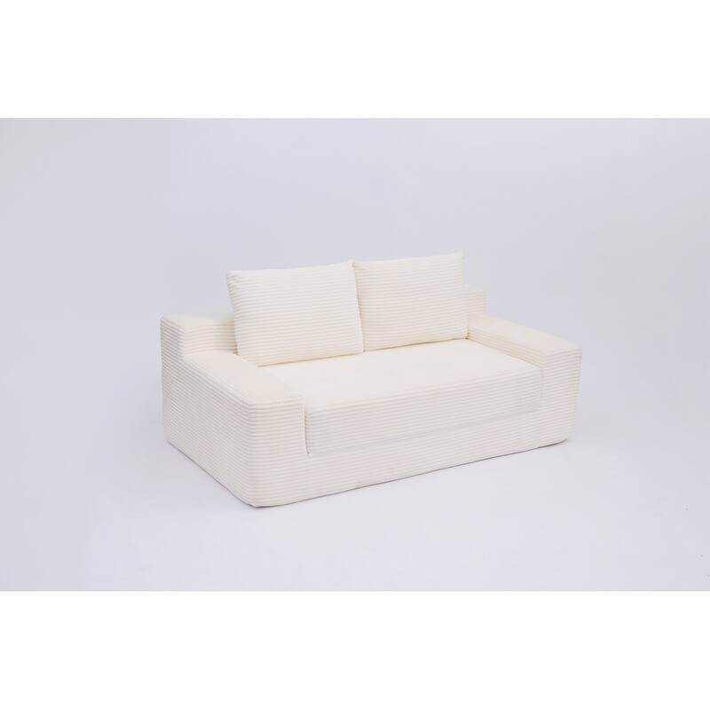 Loveseat Sofa, Comfortable Deep Seat Sofa Bed, Modern Small Corduroy Couch for Living Room Bedroom