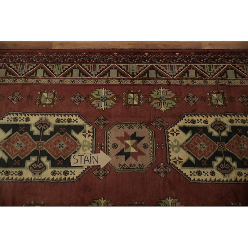 Hand Knotted Oriental 100% Wool Carpet Traditional Geometric Oranges & Rust Balouch Area Rug - 9' 9'' X 6' 7''