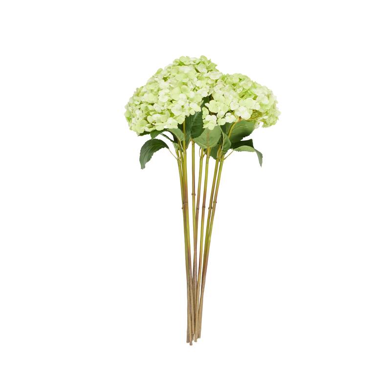 Green Faux Foliage Tall Hydrangea Artificial Flower Stem (Set of 8)