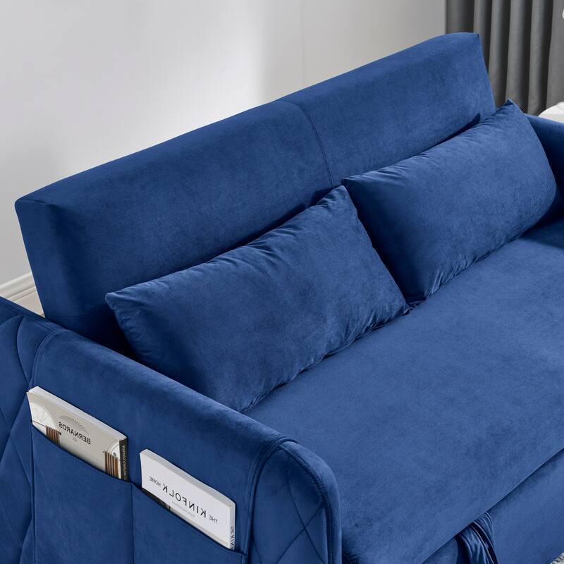 Multifunctional Pull-Out Sofa Bed, Convertible Sleeper Sofa Bed with Storage Bag, Upholstered Armsofa for Bedroom