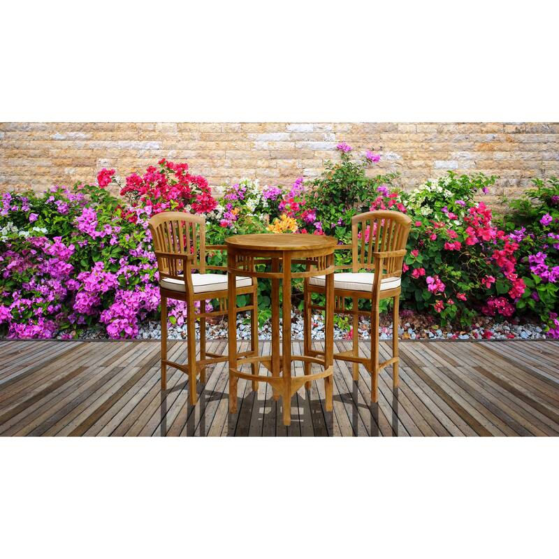 Chic Teak Orleans Teak Wood Indoor/ Outdoor Counter Stool with Arms
