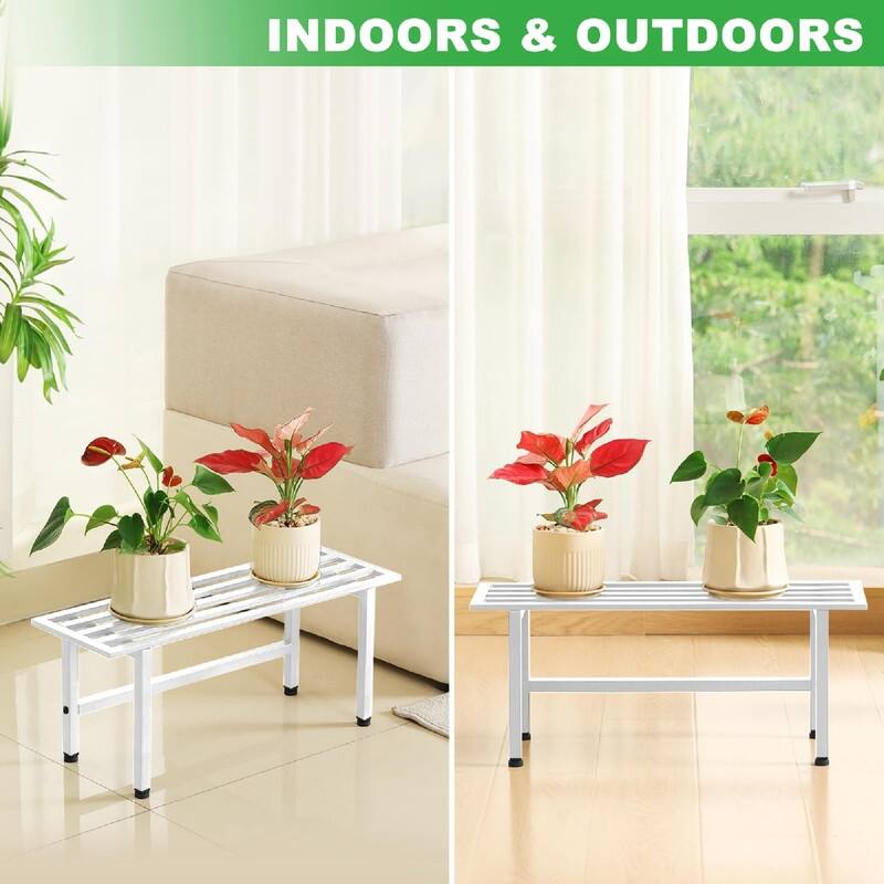 2 Pack Metal Plant Stand Outdoor Plant Shelf Indoor - 26 x 8.75 x 10.12 inches
