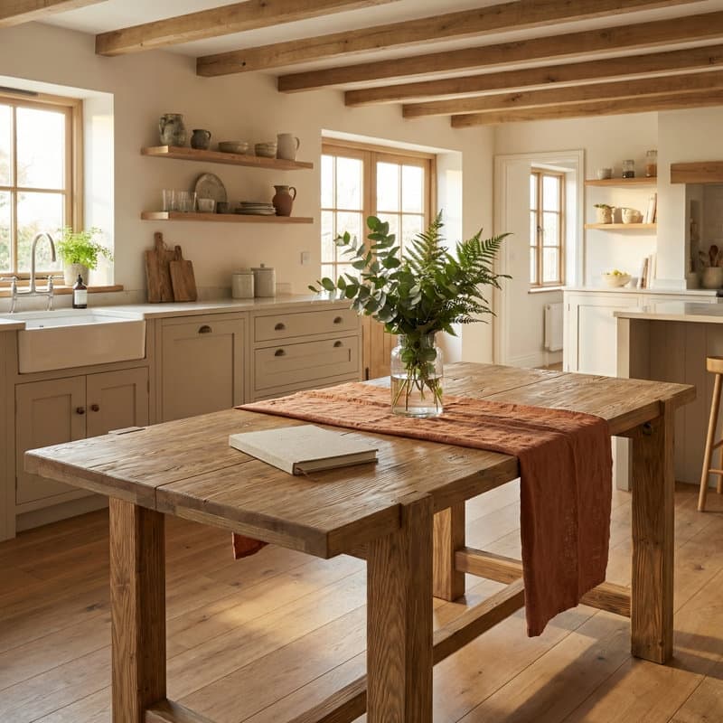 63" Solid Wood Dining Table for 6,Rustic Kitchen Table with Footrest