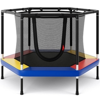 Multi Color Steel Hexagonal Kids Trampoline with Safety Net and Handrails