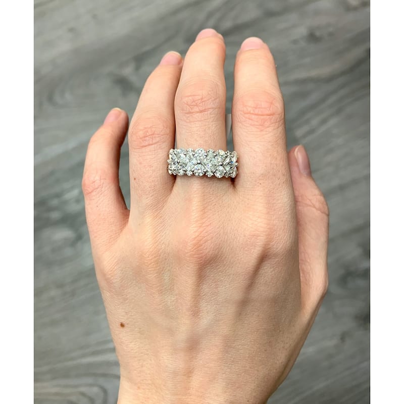 Miadora 3 1/10ct DEW Princess-cut Moissanite & 1/10ct TDW Diamond Anniversary Band in 10k White Gold