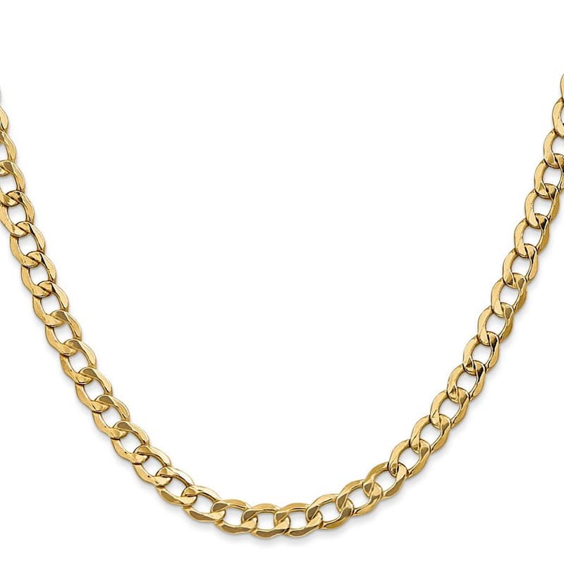 Curata 14k Yellow Gold 5.25mm Semi Solid Curb Chain Bracelet Options: 7" 8"