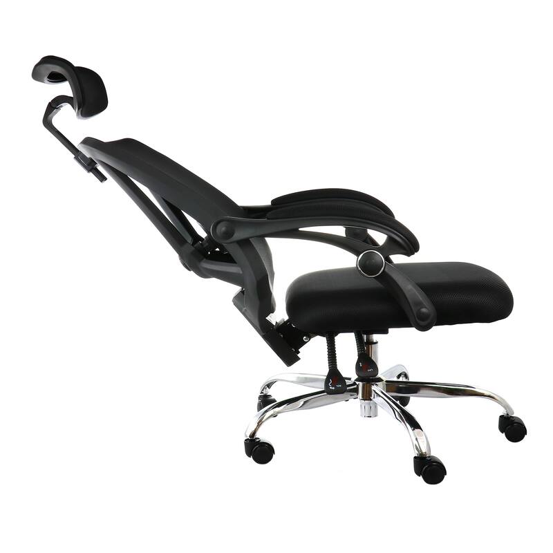 Elama Full Back Mesh Adjustable Office Chair with Headrest in Black