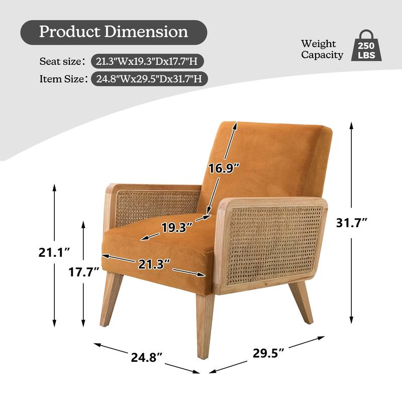 Carmina Upholstered Accent Chair with Natural Rattan Arms by HULALA HOME