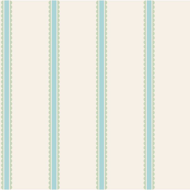 Advantage Bobbin Stripe Aqua Scalloped Wallpaper
