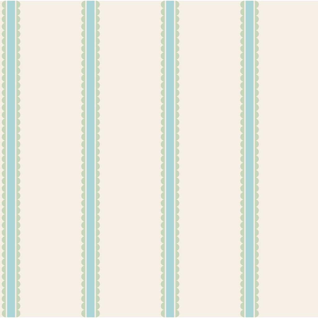 Advantage Bobbin Stripe Aqua Scalloped Wallpaper