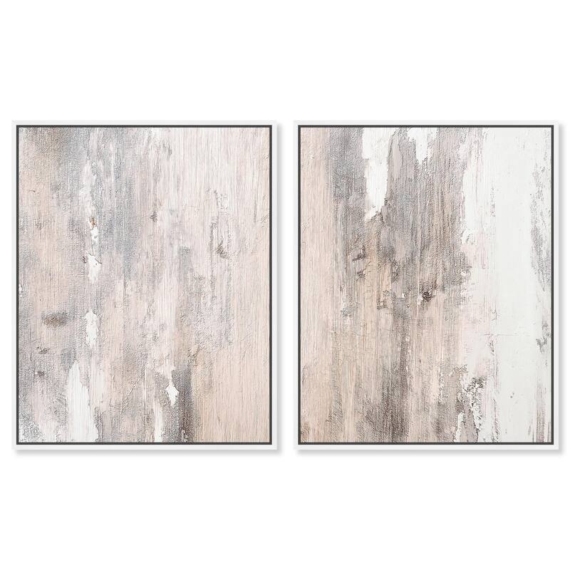Striated Texture I Canvas Set of 2 by Art Remedy - 30" x 36" - White