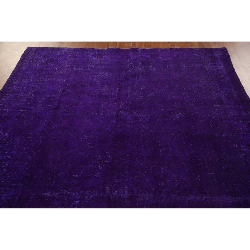 Purple Over-Dyed Anatolian Turkish Vintage Rug Handmade Wool Carpet - 6'10"x 10'7"