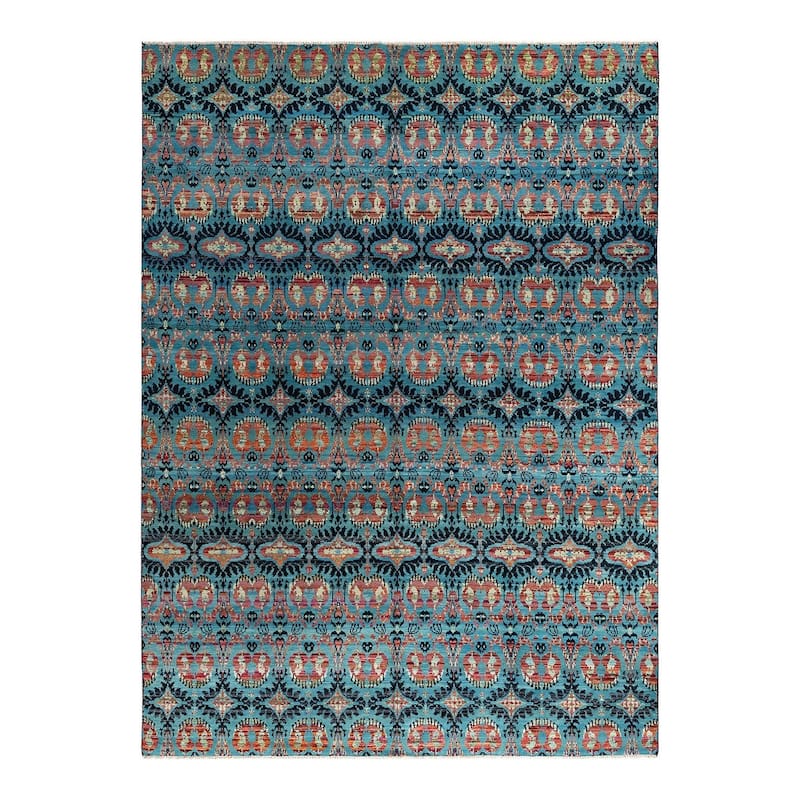 Modern One-of-a-Kind Handmade Area Rug - Black, 9' 2" x 12' 5" - 9' 2" x 12' 5"