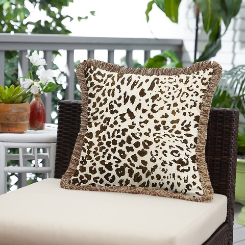 Sunbrella Instinct Espresso and Brown Fringe Indoor/ Outdoor Pillow - 18 in x 18 in