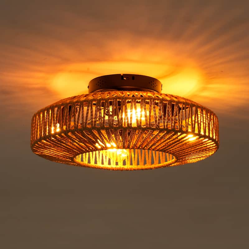 20" Rope Caged Ceiling Fans with Remote