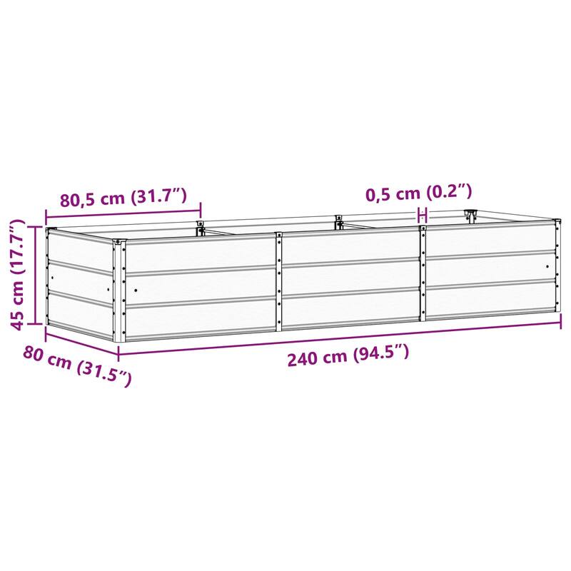 vidaXL Planter in Steel - 62.99 x 31.50 x 17.72