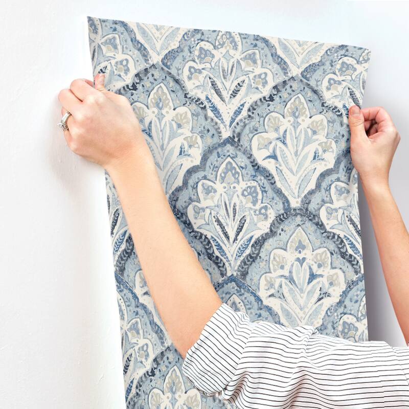 Chesapeake Mimir Blue Quilted Damask Wallpaper