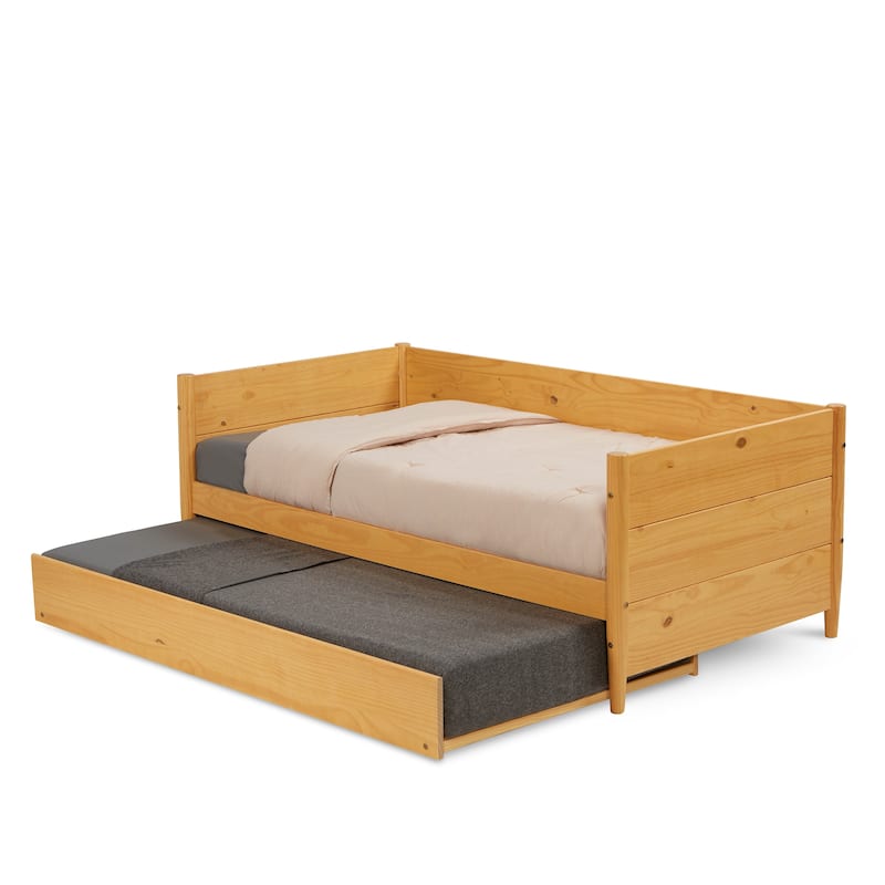 Mid-Century Modern Twin Size Day Bed with Twin Trundle