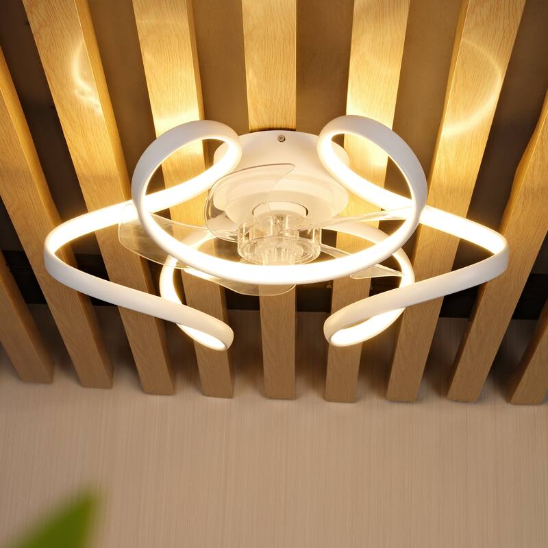 20" Indoor Black Low Profile Ceiling Fan with LED Light - 20 Inches