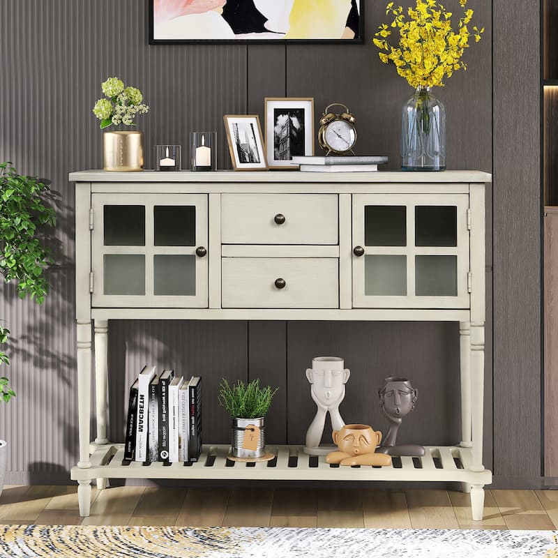Sideboard Console Table with Bottom Shelf - Antique Gray