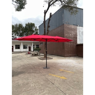 double wind vent patio umbrella 9'ft Push Button Tilt Vents Includes Base S Add a touch of elegant shade to your outdoor living space with this stylish market patio umbrella Arlmont & Co. 15X9ft Large