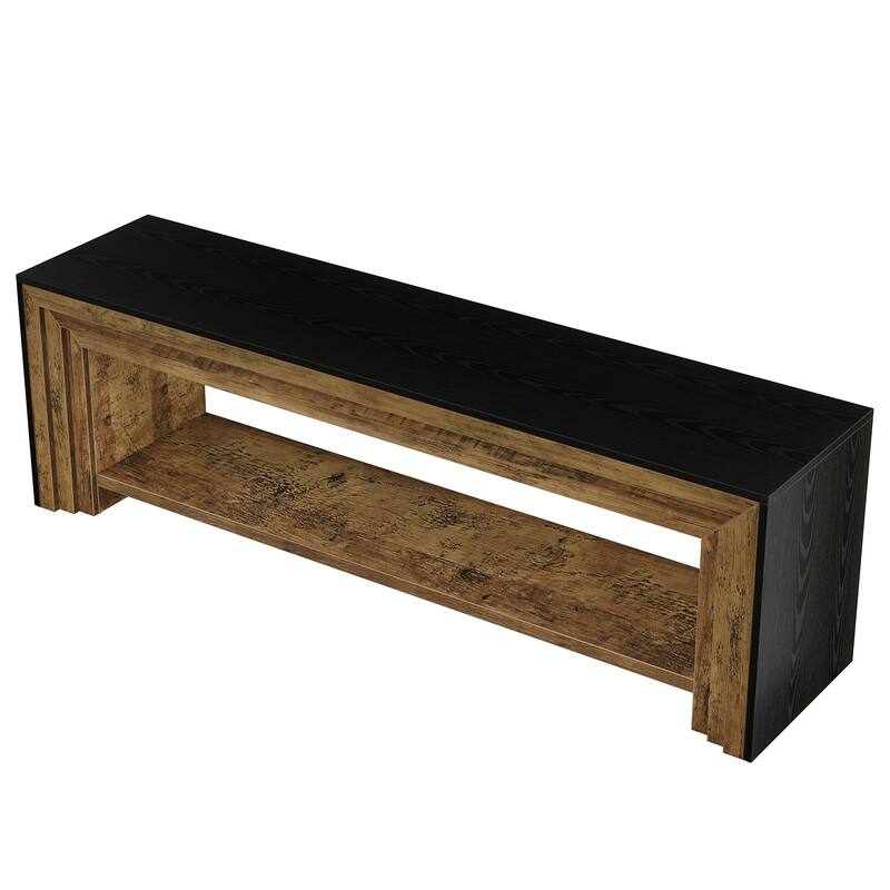 70" TV Stand for TVs, Wooden Entertainment Center with Open Storage Shelves, Low Media Console for Living Room, Bedroom