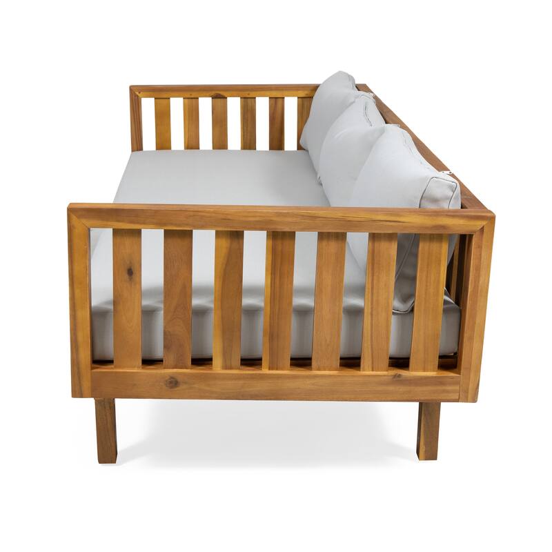 Christopher Knight Home - Claremont 3-Seater Daybed + Acacia Wood Table Patio Furniture Set