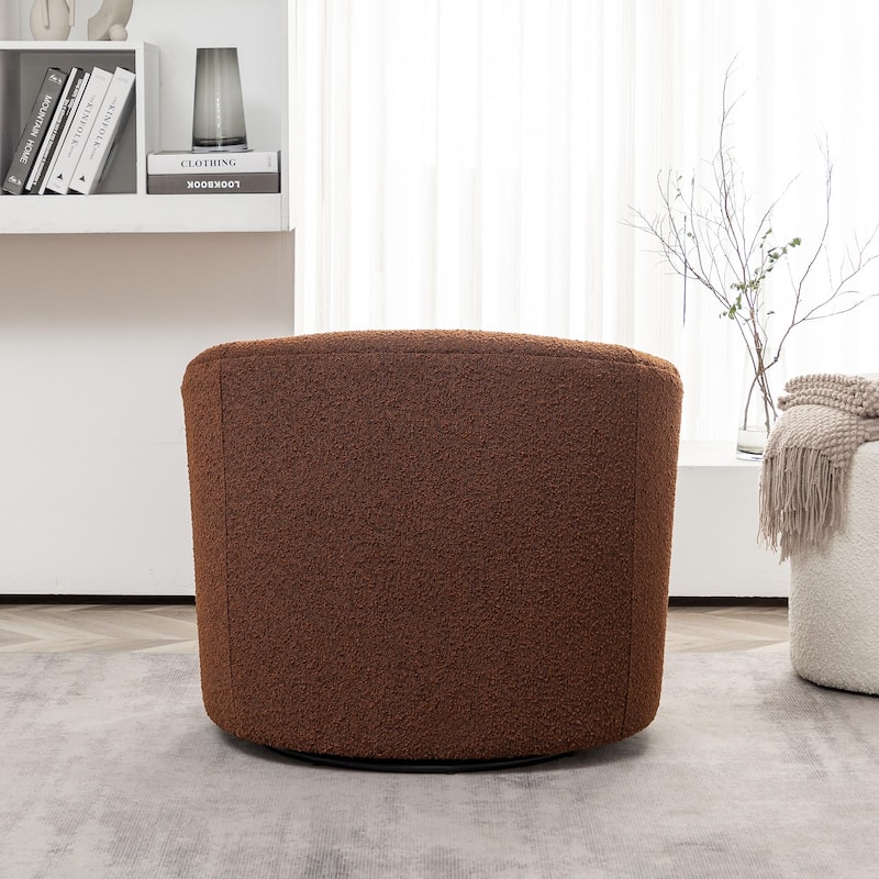 KINWELL 34" W Upholstered Boucle Swivel Barrel Accent Chair