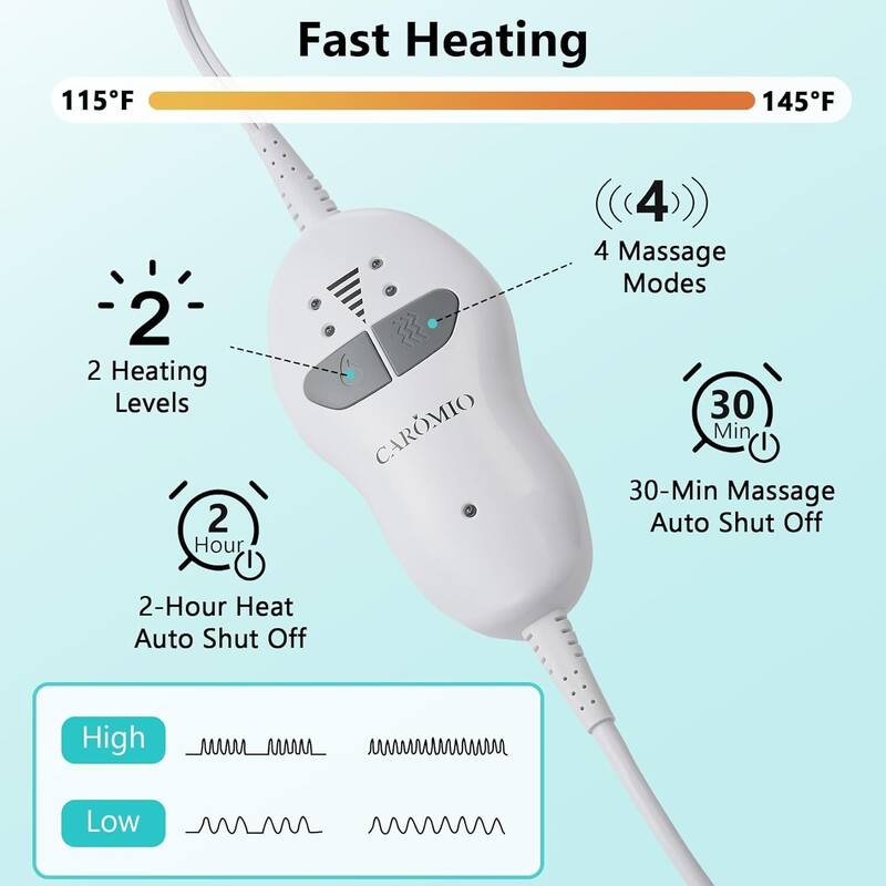 35"x24" Electric 4 Massaging Heating Pad for Back Neck Shoulders Pain Relief, Best Winter Gifts