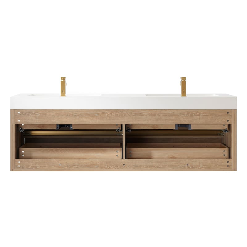 Palencia Double Floating Vanity with Composite Sink Top without Mirror