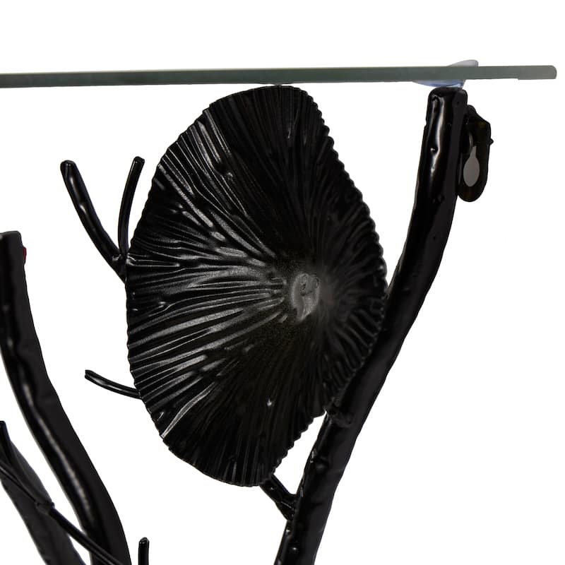 Metal Floral Branch Wall Shelf with Glass Top - Gold or Black - Roche River Decor